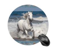 White Horse Running on The Sea Gaming Mouse Pad Funny Mousepad with Non-Slip Rubber Base Cute Mouse Pads for Desk for Women Small Portable Mouse Mat for Laptop Mini Computer Mousepads 7.8x7.8 Inches