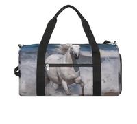 White Horse Running on The Sea Gym Bag for Men Women Water Resistant Duffle Bag Travel Lightweight Bag for Travel Sports, white, One Size