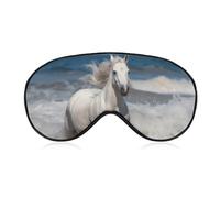 White Horse Running on The Sea Sleep Mask for Women Men, Soft Eye Mask with Adjustable Strap for Sleeping, Light Blocking Travel Blindfold for Nap Comfortable Eye Cover for Home Office