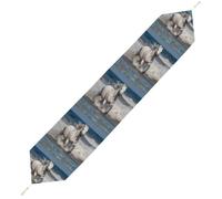 White Horse Running on The Sea Table Runner for Dining Table, Short Plush Runners Washable & Durable Tablerunner Modern Home Decor for Wedding, Kitchen, Holiday 178*33cm