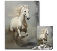 White Horse Running Puzzle 1000 Pieces Jigsaw Puzzles for Adults Family Interactive Game Craft Gift with Colorful Artwork 1000 PCS(38x26cm)