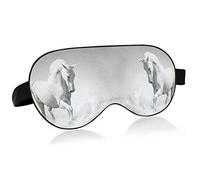 White Horse Running Through Water Eye Masks Cover Blocks Light Sleep Mask Shade Cover Blindfold Relaxing Eyeshade Cover with Adjustable Head Strap for Men Women Kids
