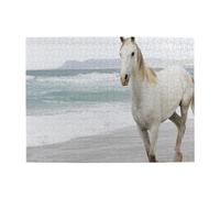 White Horse Sand Sea Escape,500 Pieces Puzzles for Adults-Wooden Jigsaw Puzzle for Adults Elderly