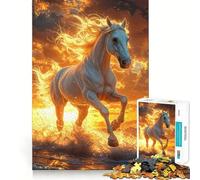 White Horse Sunset Jigsaw Puzzles 1000 Cognitive Skill Toy Smooth Burr Free Surface Relaxing Indoor Group Activity (50x75cm)