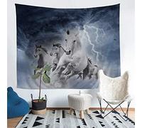 White Horse Tapestry Wall Hanging Running Galloping Horse Tapestry for Kids Boys Girls 3D Shine Wild Animal Wall Tapestry Cool Wildlife Style Wall Art for Bedroom Living Room,Medium 51x59 Inch