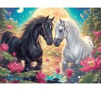White Horse Unicorn 300 Pieces Jigsaw Puzzles Colorful Fantasy Wildlife For Men Educational Decompression Adults Anxiety Memory Care Mothers Valentines Premium Cardboard 300 PCS/40x28cm