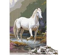 White Horse Vintage Jigsaw Puzzles Puzzles for Adults Kids. 1000 Pieces Whimsical Challenge Toy Educational Games Home Decoration for Educational Games Gifts 1000pcs (40x28cm)