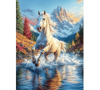 White Horse with A Flowing Mane 1000 Piece Jigsaw Puzzle for All Ages Scenery Science Fiction Jigsaw Parent Child Team Building Vibrant Challenge Ideal Festival Gift Home Decor 1000 PCS
