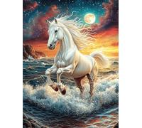 White Horse with A Flowing Mane 500 Piece Jigsaw Puzzle for Adults Scenery Science Fiction Jigsaw Family Board Game Night Add On Whimsical Colourful Design Home Decor 500 PCS