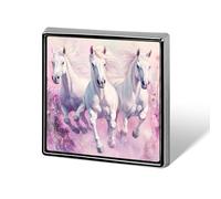 White Horses Button Pins Square Badge Personalized Button Brooch Lapel Pins for Women Men Gifts