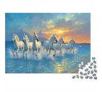 White Horses Galloping Colourful White Horses Running in Water 1000 Pcs Jigsaws for Adults The Impossible Challenge Brain Development 70x50cm/1000pcs