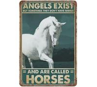 White Horses Metal Sign They Don't Have Wings and are Called Rustic Decor Vintage Sign Home Kitchen Bar Cafe Club Cave Wall Decor Metal Tin Sign 8x12 Inch