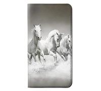 White Horses PU Leather Flip Case Cover For LG Q Stylo 4, LG Q Stylus