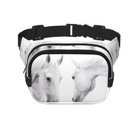 White Horses Unisex Adjustable Waist Square Double Layer Waist Pack for Outdoor Activities Travelling Running Hiking