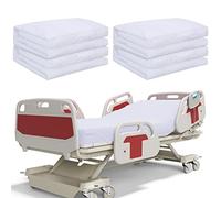 White Hospital Bed Sheets Soft Knitted Sheets 36 x 84 x 14 in Cotton Single Fully Fitted Sheet with Elastic All Around, No Wrinkle, Skin Friendly for Home Bed, Massage Table, Hospital, Hotel (4 Pcs)