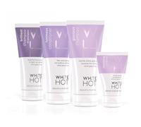 White Hot Short Hair Quartet, brightening hair care regime with texturising styling cream for shorter white & grey hair, purple shampoo