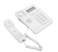 White Hotel Landline Phone with Caller ID, Alarm Clock, DND Function & Double Key Memory, ABS Desktop Telephone for Hospitality Use
