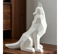 White Howling Wolf Figurine Statue for Home Decor | 7in L × 5.8in H White Howling Wolf Statue, Eco-Friendly Resin Modern Wolf Figurine for Home Office Shelf Decor & Gift
