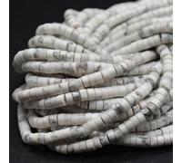 White Howlite Flat Heishi Disc Gemstone Beads - 4mm x 2mm - 15'' strand