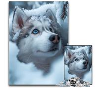 White Husky Snow Dog Puppy Jigsaw Puzzles 1000 Pieces for Adults Impossible Jigsaw Puzzles for Adults Relax & Challenge Colorful Home Decor Art for Friends 1000 PCS(38x26cm)