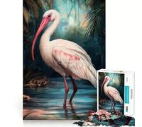 White Ibis in Tropical Lagoon Jigsaw Puzzles 1000 Piece for Adults Recall Fun Play Firm Fit Secure Assembly Family Fun Night Activity (50x75cm)