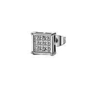 White Iced Square Shape Unisex Stud Earrings In 925 Sterling Silver Women%27s+jewelry (A, One Size)