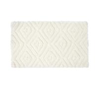 Homescapes Bath Mat - Super Absorbent Soft Ikat Pattern, Non-Slip Latex Backing, 50x80 cm, White