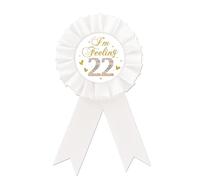 White I'm Feeling 22 Tinplate Badge, 22 & Fabulous Birthday Button Pin, Gold Glitter Happy 22nd Birthday Rosette Badge Pin for Girl, Diamond Brooch Buttons for Twenty Two Birthday Party, tinplate,