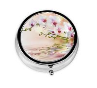 White in The Pond Print Personalised Portable Pillbox with,Mini Pillbox Compact and Convenient Pill Organiser for Storing and Organising Pills