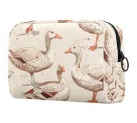 White Indian Runner Ducks Cosmetic Bag for Women, Travel Toiletries Bags Large Makeup Handy Pouch Organiser Bag with Zipper