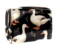 White Indian Runner Ducks Cosmetic Bag for Women, Travel Toiletries Bags Large PVC Makeup Handy Pouch Organiser with Zipper