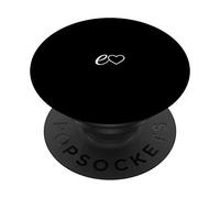 White Initial Letter E Heart Minimalist Black PopSockets PopGrip: Swappable Grip for Phones & Tablets