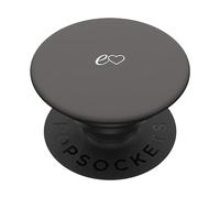 White Initial Letter E Heart Minimalist Gray PopSockets Swappable PopGrip