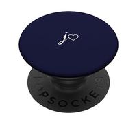 White Initial Letter J Heart Minimalist Navy Blue PopSockets Adhesive PopGrip