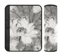 White Ink-wash Water Lily car seat Strap & Belt Covers,Release Stress to Your Neck and Shoulders,Seatbelt Cover for SUV Backpack Van forro para cinturon de seguridad 2 Pack
