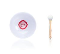 White Inlaid With Red Chakra Pattern, Crystal Yoga Singing Bowl, 7-12 ", Handmade, Meditation Prop, Relieves Fatigue And Anxiety, Suitable For Beginners And Professionals,10 Inches