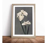 White Iris Flower by Kazumasa Ogawa | Framed Wall Art Print | Modern Home Decor Picture | Ready to Hang Artwork for Living Room, Bedroom, Kitchen or Office | Multiple Sizes