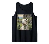 White Irish Wolfhound Highlands Celtic Ruins Thistle Dog Tank Top