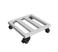 White Iron Plant Stand with Wheels Removable Metal Base for Flower Pots and Aquariums 30 x 30 cm Mobile Design for Easy Movement Ideal for Indoor and Outdoor Use