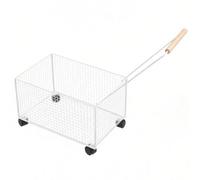 White Iron Pool Storage Cart with Wheels and Pull Handle