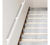 White Iron Railings for Indoor Stairs, Industrial Staircase Handrail Wall Mounted with Brackets, Sturdy Stair Hand Rail for Loft Porch Deck, 1 2 3 4 5 6 Metres Safety Grab Bar Rail(11.5ft/350cm)