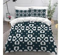 White Irregular Geometric Pattern Duvet Cover Set 240×220cm Dark Blue Background Soft Lightweight Microfibre 3 Piece Bedding Set with 2 Pillowcase 50 * 75cm All Season Quilt Cover with Zipper Closure