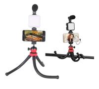 White Isle Flexi Smartphone Vlogging Kit, for Apple & Android, Includes Apple standard cable, Youtube Starter Kit and Podcast Equipment, 3.5mm Audio Jack, Tripod, Mic, led Light, Phone Holder