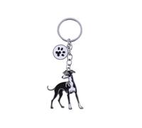 White Italian Greyhound Black Dog Lover Gift Dogs Metal Enamel Gold Silver 3D Decorative Keyring Bag Charm Key Ring Chain Keychain Personalised Clip Name Clasp Custom Design