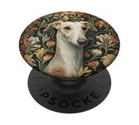 White Italian Greyhound Iggy in William Morris Style PopSockets Adhesive PopGrip