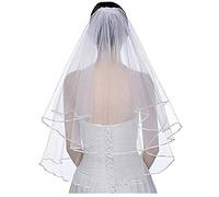 White Ivory Two Layers Bridal Veils with Comb Satin Edge Women Veil Wedding Accessories Ivory