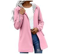 White Jacket Women Waterproof Jacket Women Oversized Zip Up Striped Lined Softshell Rain Coats Casual Outdoor Travel Running Hiking Windbreaker with Pockets