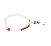 White Jade and Red Agate Mobile Phone Anti-Lost Lanyard Strap Beaded Phone Charm Wrist Strap Three-Way Connector Ethnic Style Creative Hand Rope for Keys and