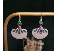 White Jade Ruyi Earrings Natural Gift 925 Silver Women Luxury Jewelry Gemstone