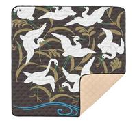 White Japanese Crane Ukiyo-e Large Stylish Baby Play Mat for Floor Comfortable Padded Baby Mat for Baby Toddler Infant, 50'' x 50''